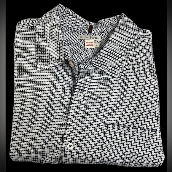 carbon 2 cobalt Other - Carbon 2 Cobalt Button Down Shirt Men's Large 100% Cotton Short Sleeve Geometric